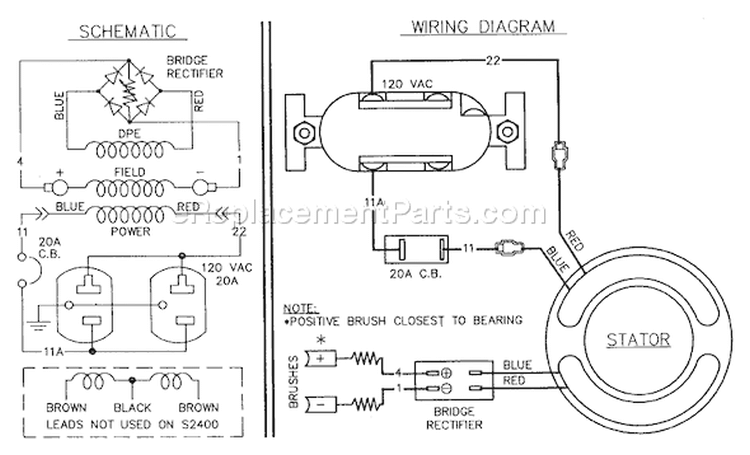 Page B Diagram and Parts List for 8970-2 S2400 Briggs and Stratton Generator